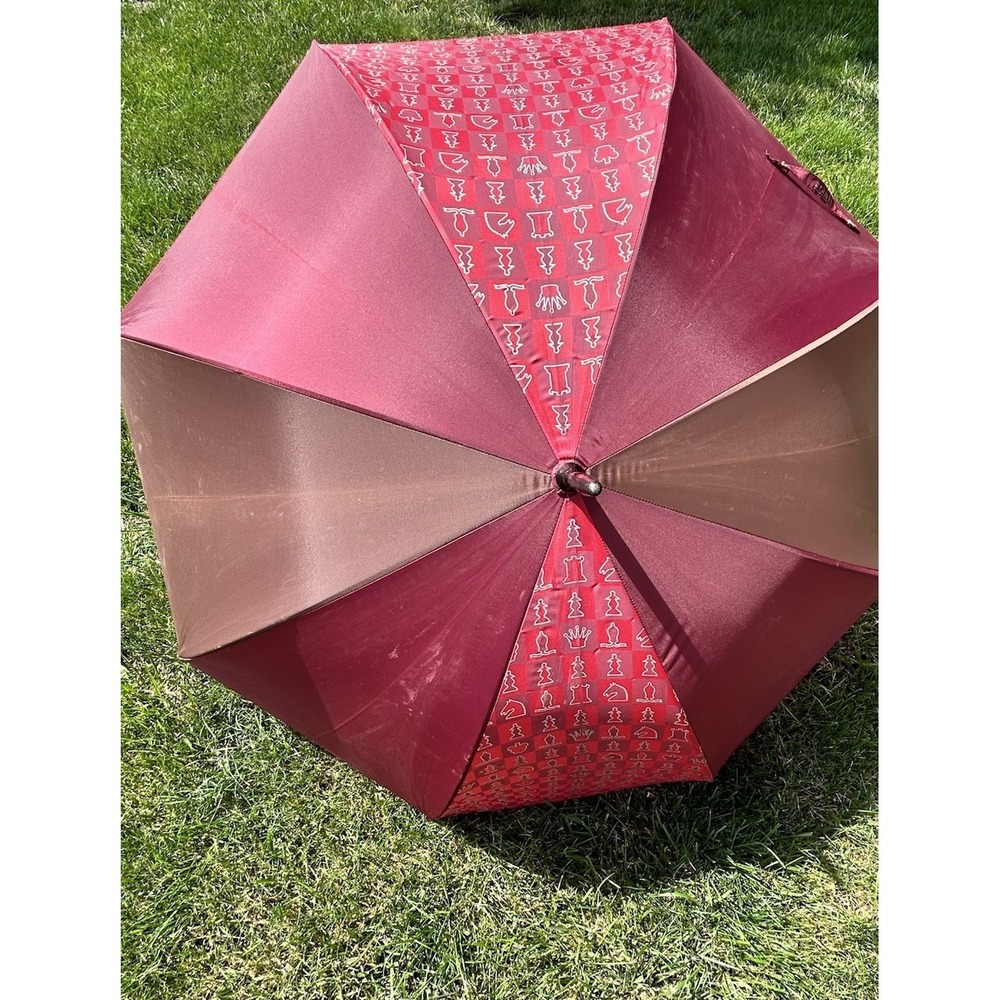 Vintage‎ Aramis Horse Head Handle Umbrella Chess Pattern